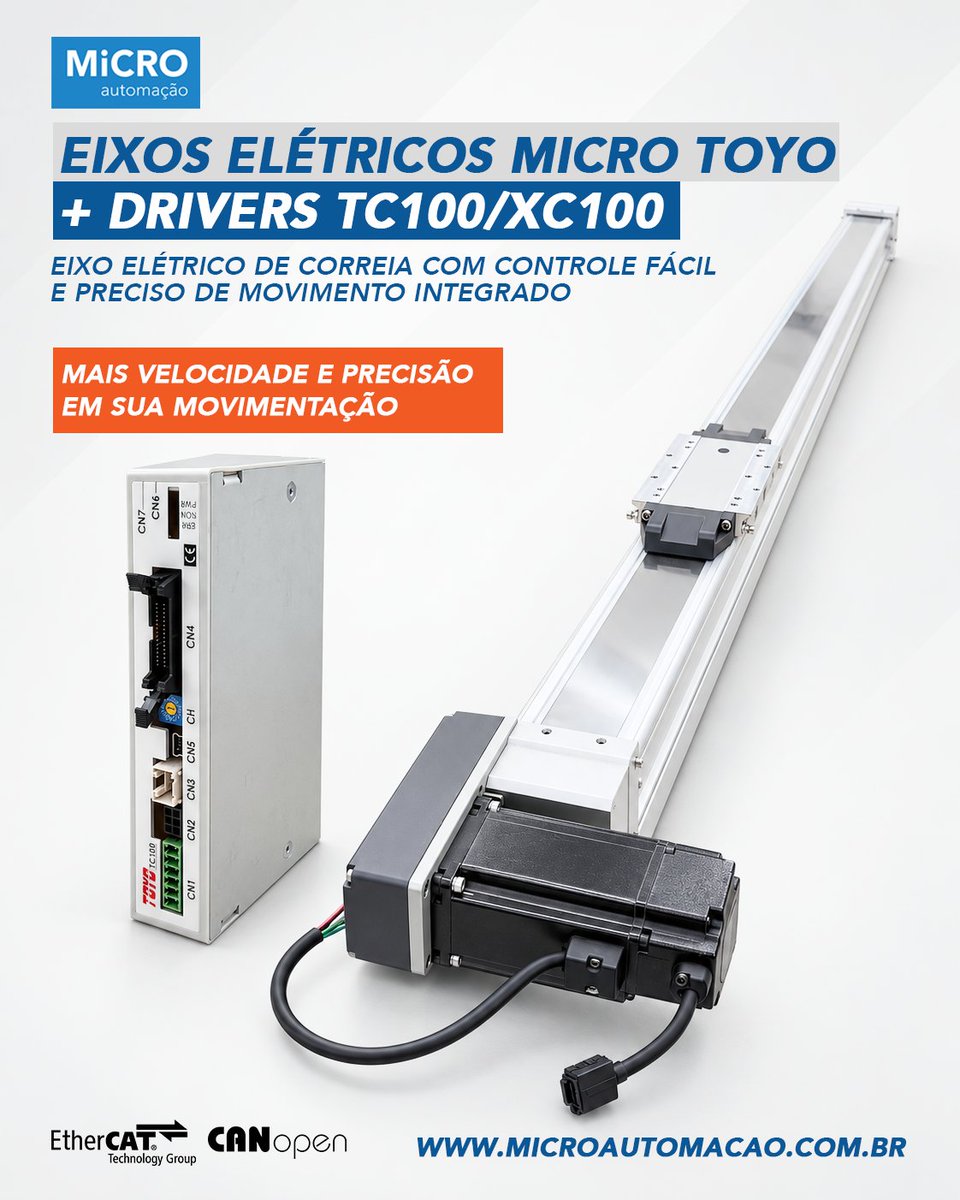MicroAutomacao's tweet photo. Combine a nossa família de eixos de correia (MK, MG e ETB) com drivers TC100 e XC100 para aplicações que exigem velocidade, precisão e repetibilidade.

📲 Entre em contato:
📧 micro@microautomacao.com.br
📞 +55 (47) 3441-8800
🌐 https://t.co/lUlzWjUnX3

#microautomacao https://t.co/CVtWIHc3I1
