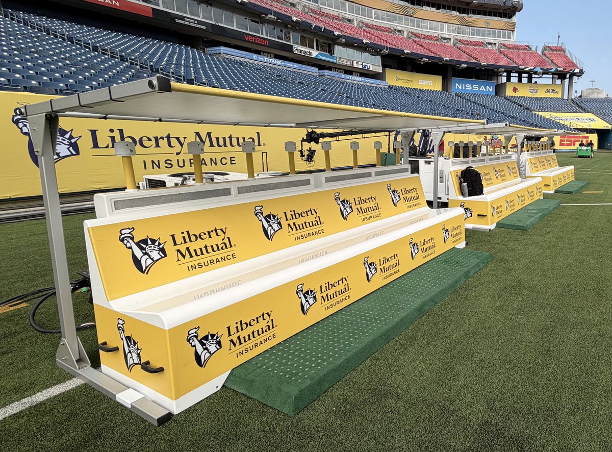 DragonSeats's tweet photo. What if one of the most functional assets on the sideline could also become one of the most valuable sponsorship assets in the stadium? 👀🏈

That opportunity was on full display in Nashville as Dragon Seats supported both the Ole Miss and Louisville sidelines for the 2026 Liberty Mutual Kickoff Game, putting Liberty Mutual branding right in the heart of the action.

A TV-visible sponsorship platform built into the game itself.

Proud to bring this activation to life with Liberty Mutual, the Nashville Sports Council & Pivotal Sports & Entertainment. 🐉🔥

#DragonSeats #LibertyMutual #CollegeFootball