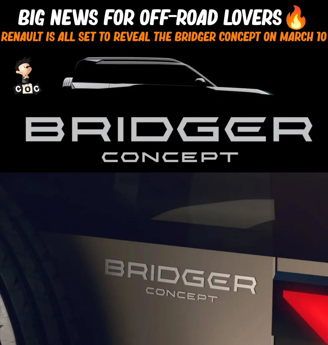 JohnettaSklk's tweet photo. Renault will unveil the Bridger Concept on March 10. Designed and developed in India, could it be a game-changer in the compact off-road segment? Would you choose it over the Jimny or Thar? https://t.co/SVOhM37QmP