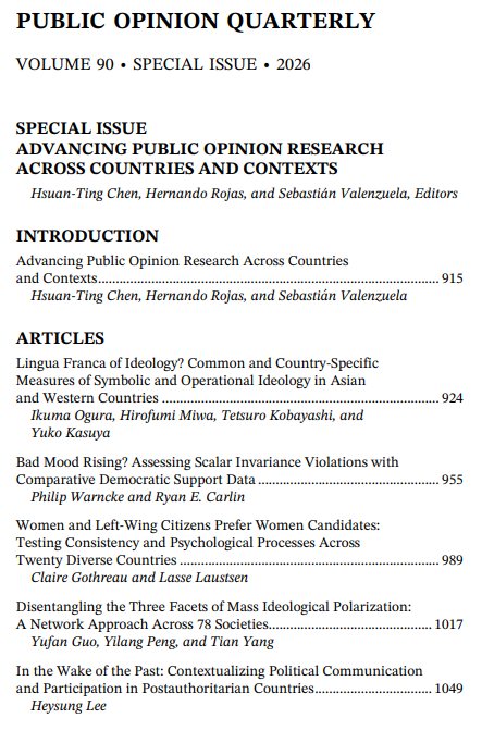 poqjournal's tweet photo. 🚨Out now!🚨

POQ's special issue, Advancing Public Opinion Research Across Countries and Contexts.

An overview from the editors: https://t.co/GIRisz1dwL
All articles and notes: https://t.co/3D2CmX1O7t https://t.co/3UPO4mFW3T