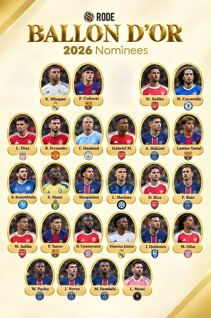 Rode_project's tweet photo. 🚨: BALLON D'OR 2026 NOMINEES https://t.co/RJoQhgtNe1