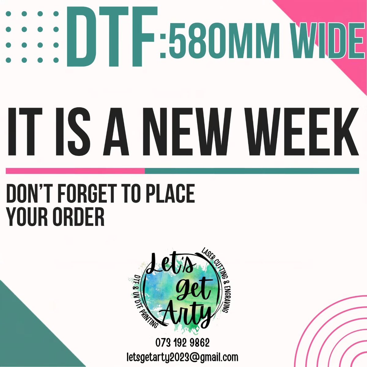EdythSollitiny's tweet photo. NEW WEEK, NEW ORDERS! Our DTF transfers print up to 580mm wide—perfect for bold designs on tees, hoodies, tote bags and more. Vibrant colours, crisp detail, solar-powered production and nationwide delivery. Place your order! https://t.co/9rcQYhgsRu