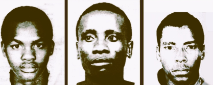 HistorySAZAR's tweet photo. Three MK combatants Clarence Lucky Payi, Sipho Xulu, and Andrew Zondo were executed on this day in 1986 at Pretoria Central Prison. Image Source: Castro Khwela https://t.co/mm0qePzJ8U