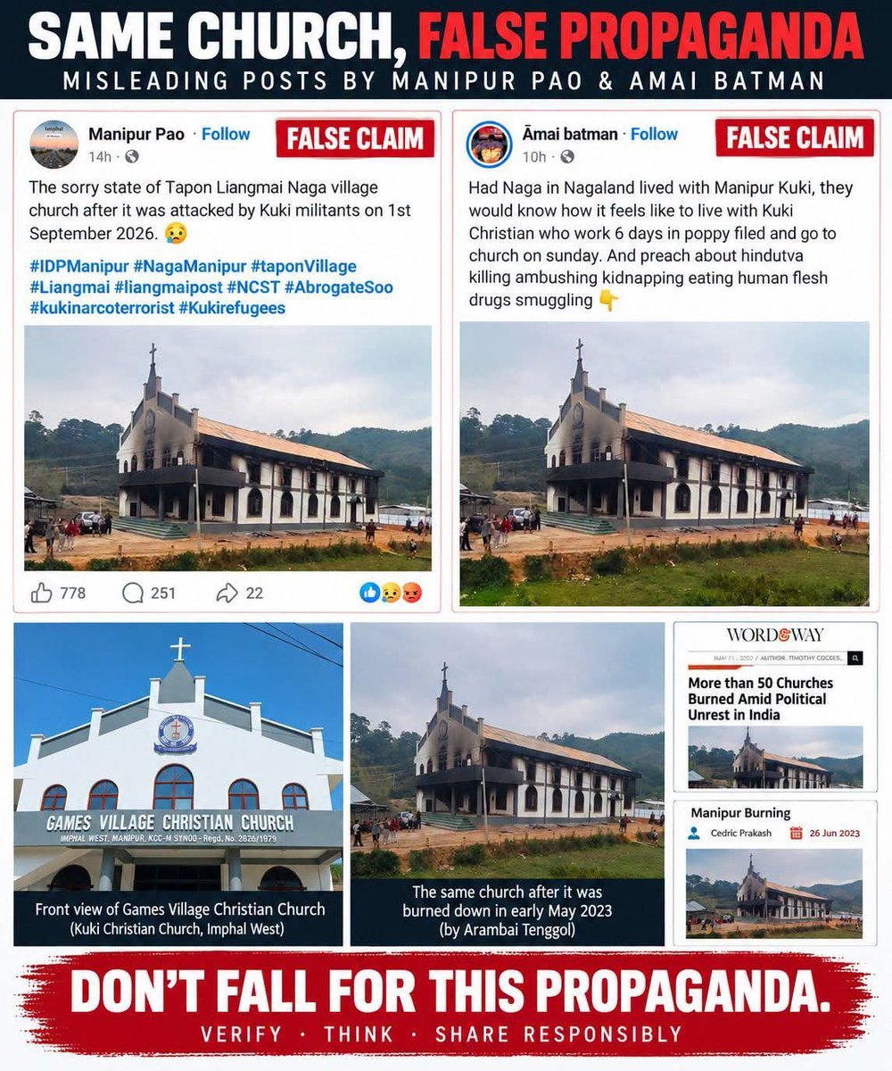 KapthangHaokip's tweet photo. Same modus-operandi, same victim. ! 

The lies and fake news have done enough damage, pease just stop. 

We've paid the price for your lies and fake narratives. 

@YKhemchandSingh @LokBhavManipur @KonthoujamG @manipur_police @INCIndia @saptagiriulaka https://t.co/QtIWvc8Fo3