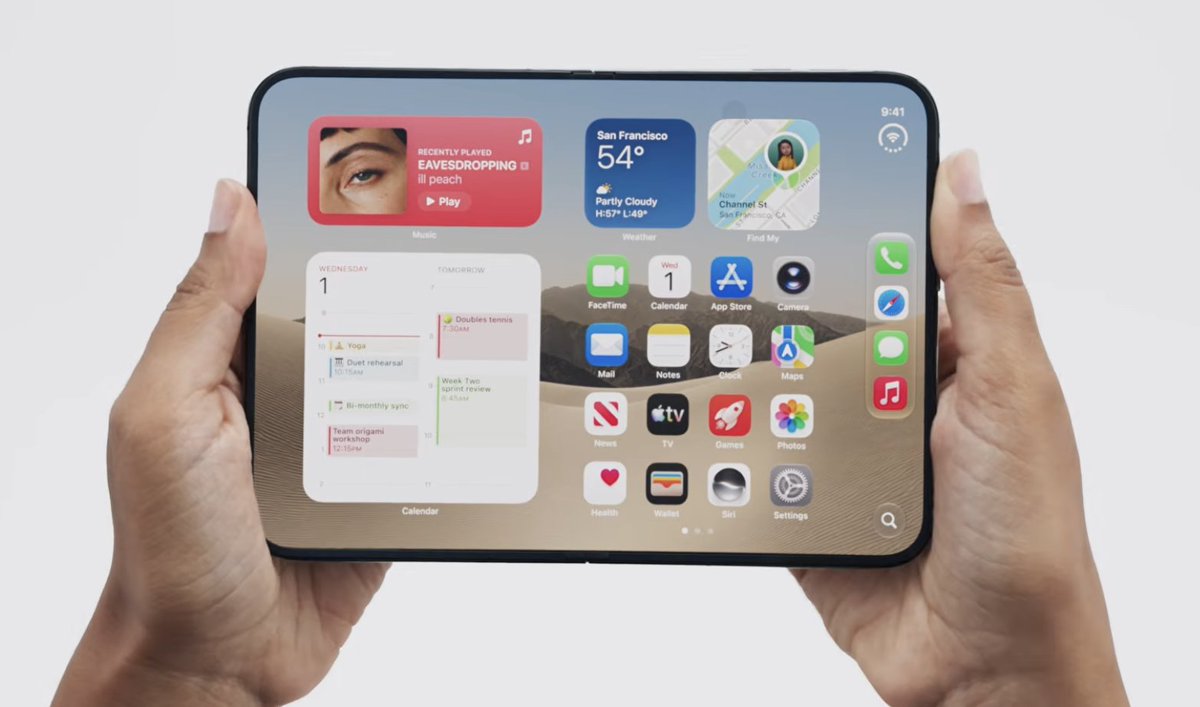 TrakinTech's tweet photo. #iPhoneDuo is the official name of Apple's first foldable.

Do you like this name and design?

#AppleEvent https://t.co/WAVxyHXAmu