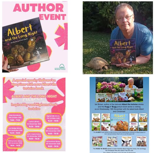 IanBrownTV's tweet photo. It's official. We're touring #WalthamForest #Libraries with new #ALBERTthetortoise #picturebook ALBERT AND THE LONG NIGHT plus other ALBERT fun. #Storytelling, #tortoises, #dinosaurs, #yetis and giveaways. Check #library sites for details. https://t.co/4TI7NaLONU
#booktour #books https://t.co/39SecjoZzI