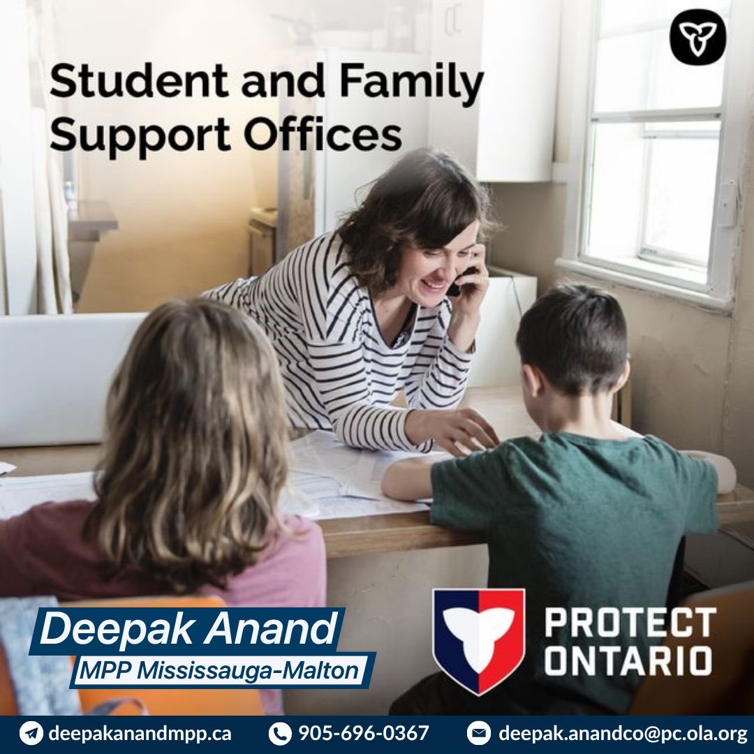 DeepakAnandMPP's tweet photo. Parents deserve a clear way to raise concerns about their child's education and get it addressed. 
We're launching Student and Family Support Offices at all 72 school boards, including @PeelSchools &amp; @Pdsb  @DPCDSBSchools, to help families get the support they need. https://t.co/bhAzqIZ6Qg