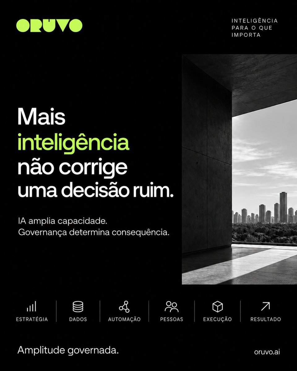 Oruvo_ai's tweet photo. Mais inteligência não corrige uma decisão ruim.

A IA amplia capacidade.

Mas uma empresa pode ter mais dados, mais automação e mais modelos — e continuar atacando o problema errado.

Só que mais rápido.

Governança determina consequência.

Oruvo. Amplitude governada. https://t.co/c6ruty9i95