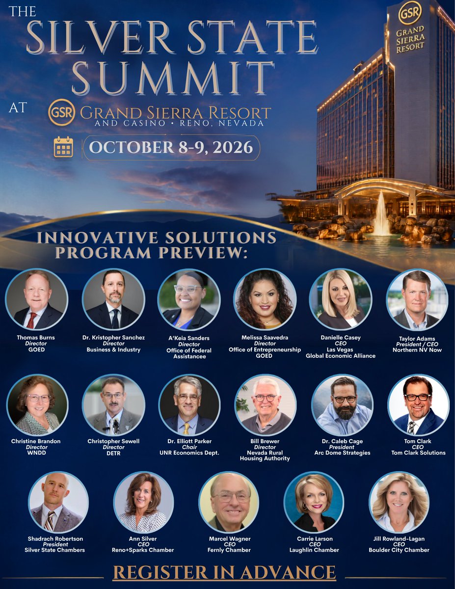 thelvrep's tweet photo. Nevada’s economic future takes collaboration. Join Danielle Casey, President &amp; CEO of #LVGEA, and leaders from across the state at the Silver State Summit, Oct. 8–9, for conversations focused on turning challenges into action.
🔗 Register: https://t.co/glzYR5oBM4 https://t.co/h3g49nwtrP