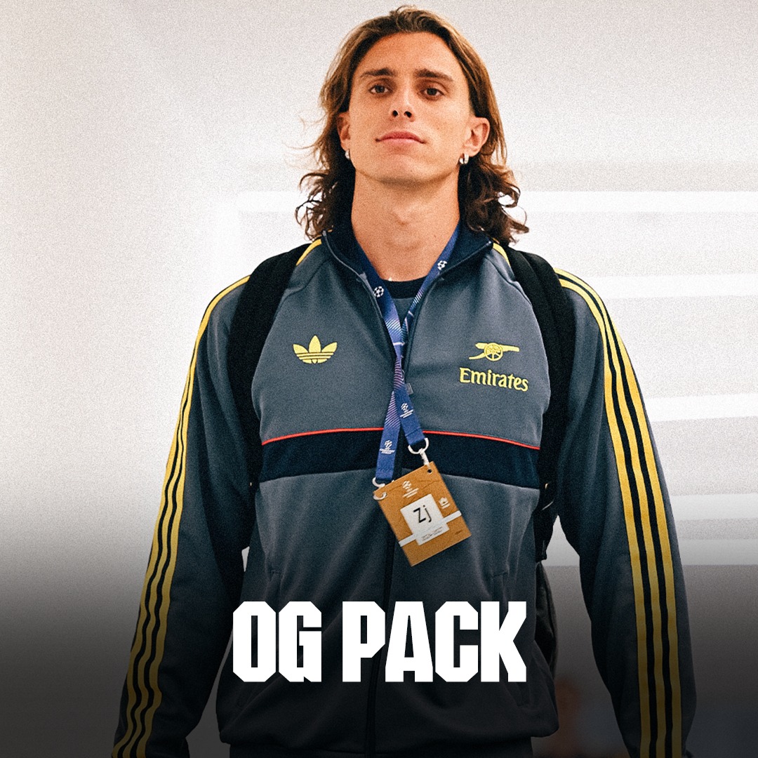 Arsenal's tweet photo. A wardrobe must-have.

Shop our @adidasfootball OG Pack range now, Gooners 🛍️