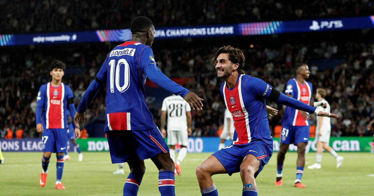 New Straits Times on X: "#NSTsports Ferran Torres scored a hat-trick and Ousmane Dembele also starred as Paris Saint-Germain began their quest to win a third consecutive Champions League title by thrashing