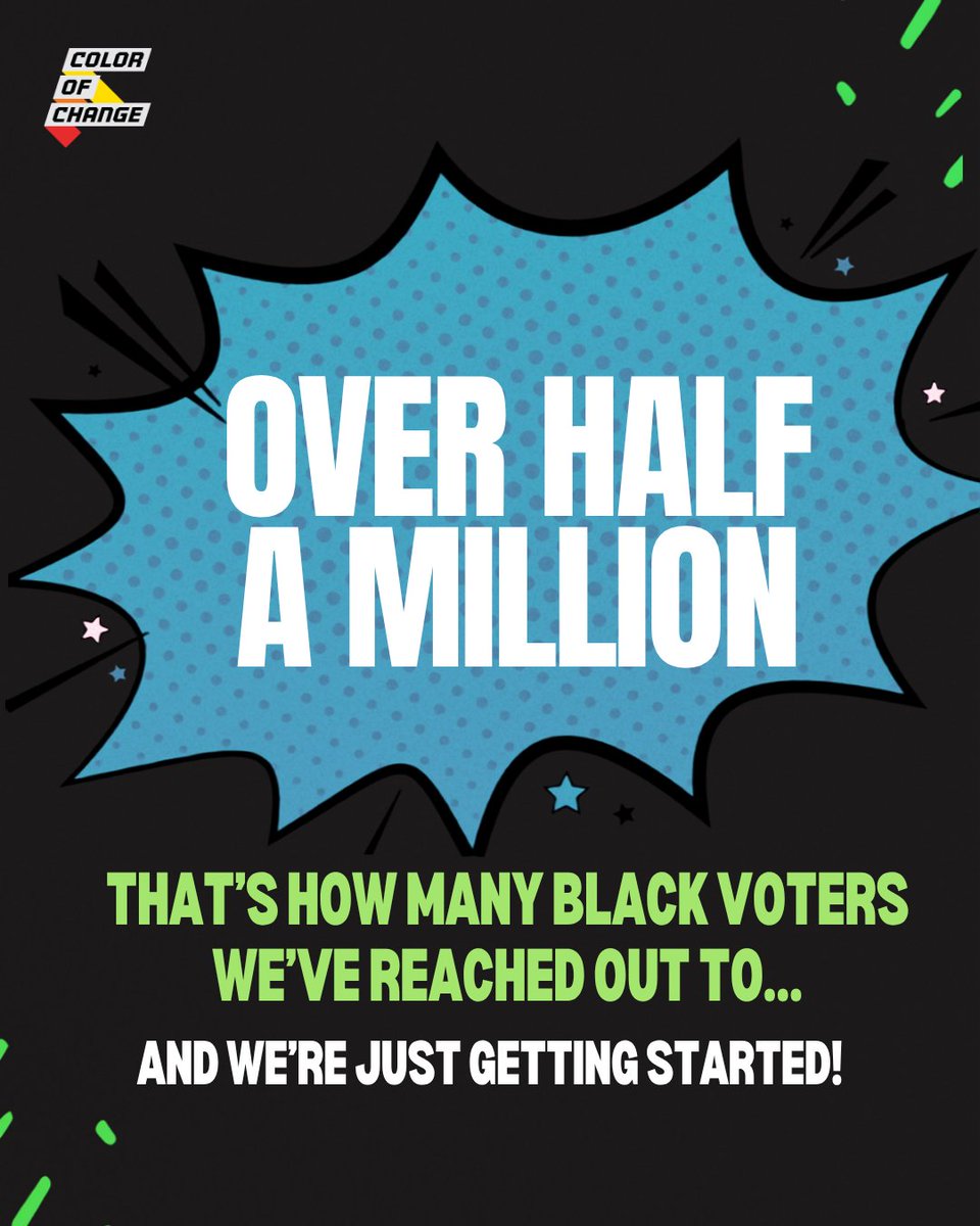 ColorOfChange's tweet photo. Project Over Win is our 2026 voter registration program to activate, empower, and mobilize Black voters in the South. 

We've already reached out to over half a million Black voters. 

You can be part of the Black wave at this year’s midterms: https://t.co/Btba9E1r8x https://t.co/qRSmVMhqHr