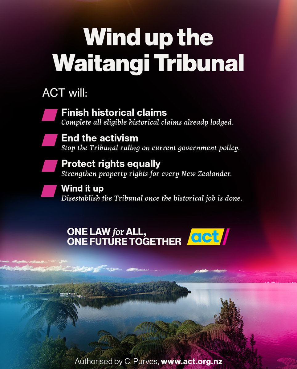 actparty's tweet photo. ANNOUNCED: ACT’s policy for the Waitangi Tribunal. https://t.co/icNYYPzjpo