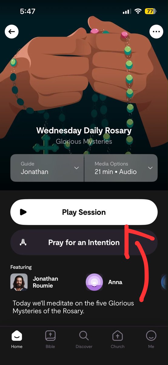 ToWalkWithGod's tweet photo. If you've never pray the rosary it or just don't know where to start, my suggestion with zero cost would be:

1. Download the Hallow app @HallowApp 
2. Look at the middle icon on Discovery
 3. Look for the daily rosary 
4. Close your eyes and pray.
5. Hit the book icon to read it https://t.co/sBbSj9enaT