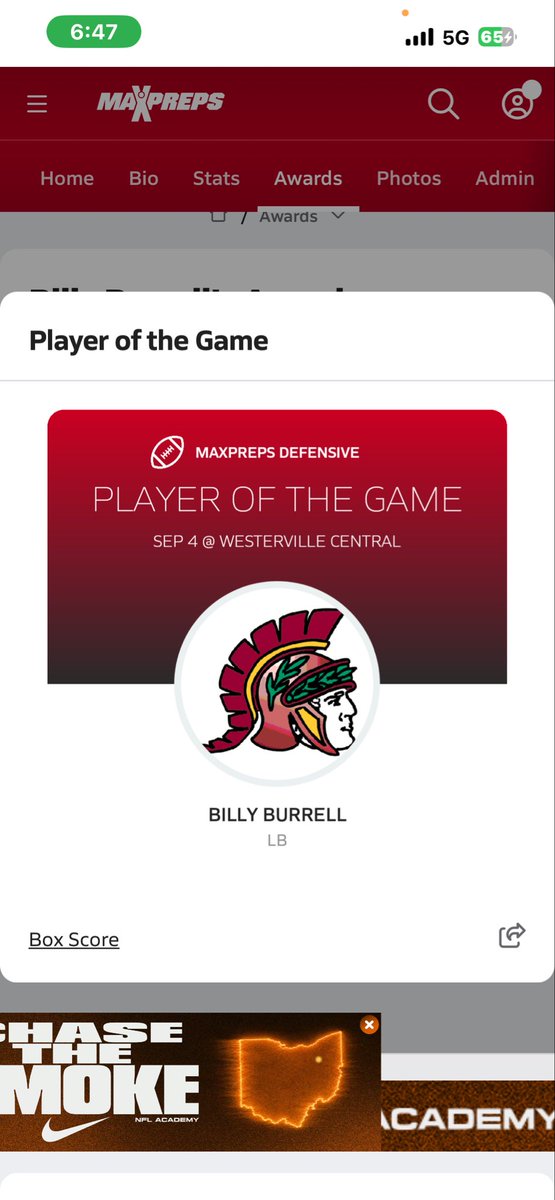BillyBurrellDAD's tweet photo. Thanks Max Preps for giving @BillyBurrell25 player of the game for defense https://t.co/jQdC99Oc9v