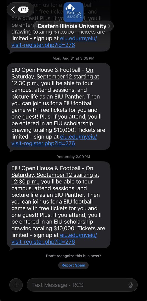 jsullivan122027's tweet photo. Thank you @EIU_FB for my first D1 game day visit and the chance to see what's it like to be a panther!

@SidelinePreps @TrentinRuss @Damisowunmi @XHudson57233 @BHSdogsfootball @BradyVolzLS @csullivan12510 @EIU_Panthers @CoachCChang https://t.co/vTxw3brZfs