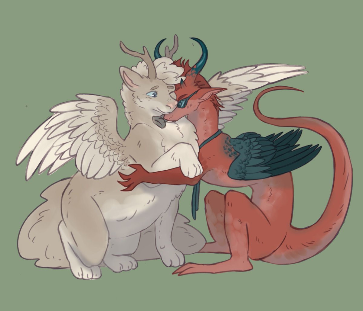 FlamesFurrrh's tweet photo. drew them as little dragons some time ago x3 #ineffablehusbands #goodomens https://t.co/gSUkG9edvC