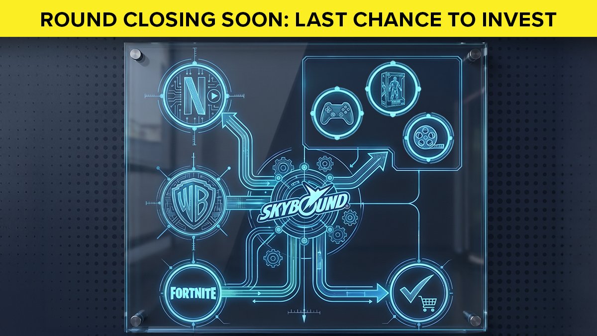 Skybound's tweet photo. Skybound signed deals with Netflix, Warner Bros., Fortnite, and Prime Video for their hit-making franchises.  As their audience grows they monetize through gaming, merch, and licensing rights. Become a Skybound shareholder.