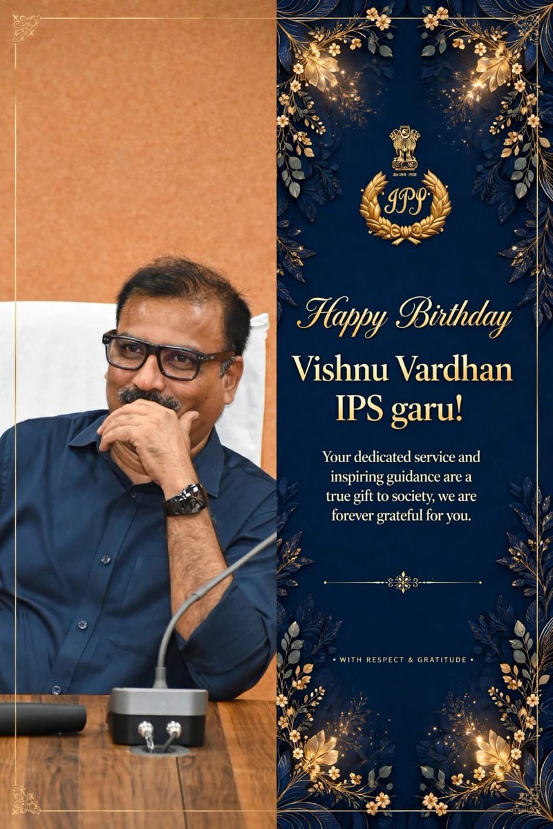 VijayaLaks81718's tweet photo. Happy Birthday Vishnu Vardhan IPS garu! Your dedicated service and inspiring guidance are a true gift to society, we are forever grateful for you.
We salute your honesty, courage and commitment to justice.
Heartfelt thanks for being a guiding light to us sir ❤️
@MVRaoIPS 🙏 https://t.co/QmuukF7PD1