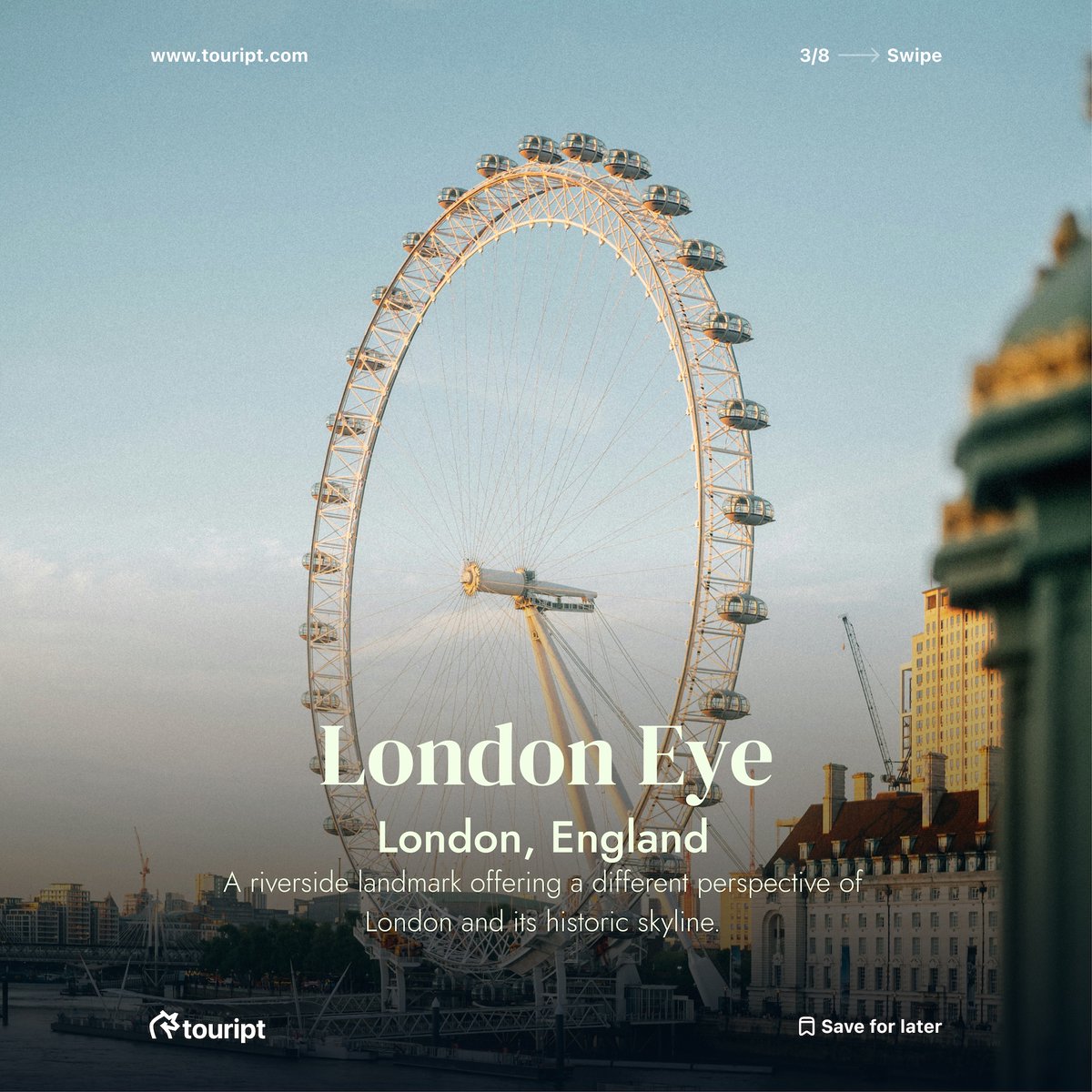 touript_'s tweet photo. Iconic Landmarks Worthy of Your Phone Wallpaper

Statue of Liberty
London Eye
Eiffel Tower
Space Needle
Burj Al Arab
Sydney Opera House

Ready for your next trip? Book your flight with Touript and travel with less stress from takeoff to landing. Visit https://t.co/matBLsYdiD https://t.co/l4Hg6BzxC1