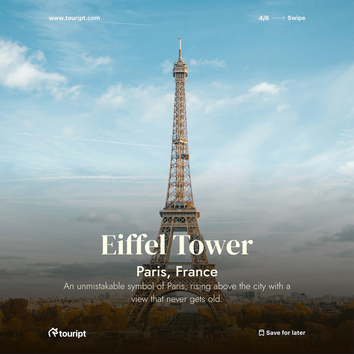 touript_'s tweet photo. Iconic Landmarks Worthy of Your Phone Wallpaper

Statue of Liberty
London Eye
Eiffel Tower
Space Needle
Burj Al Arab
Sydney Opera House

Ready for your next trip? Book your flight with Touript and travel with less stress from takeoff to landing. Visit https://t.co/matBLsYdiD https://t.co/l4Hg6BzxC1