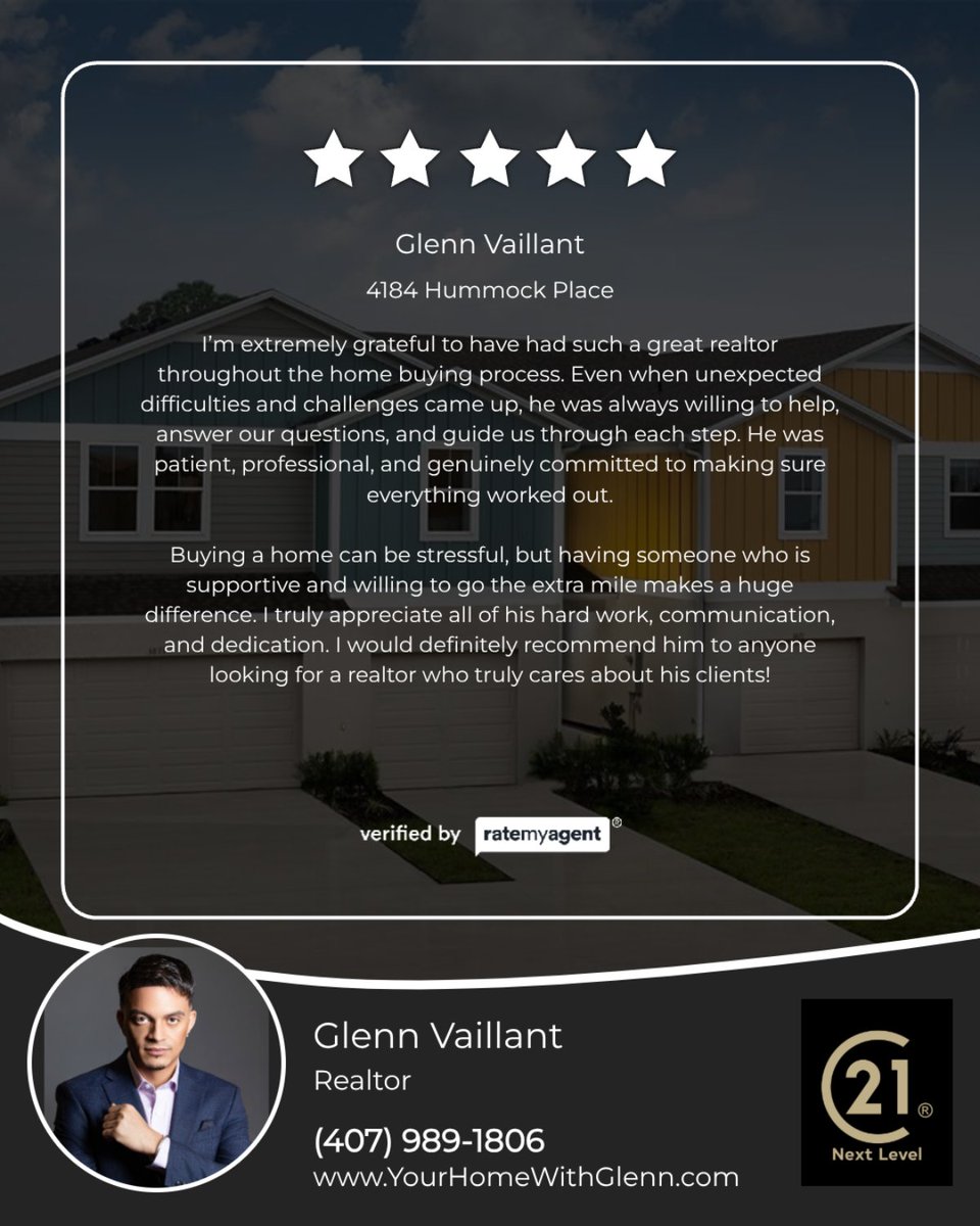 YourGlenn's tweet photo. Thanks to my clients for their kind words. Here's a recent review from a Buyer in Haines City.

Listing courtesy of CASA FRESCA REALTY #firsttimehomebuyer #floridarealtor #hometour #floridarealestate #orlandorealtor #closingday https://t.co/SV8okrKGjN