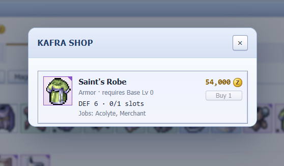 A27Star's tweet photo. Another gear check in @IdleROGame 👀

Saint’s Robe has DEF 6 and only costs 54,000 Zeny, but it’s for Acolyte and Merchant. So Vamcaz is still waiting for his own Swordsman upgrade. 😅

Back to the Marketplace.

#IdleRO https://t.co/vLDGLEiqql