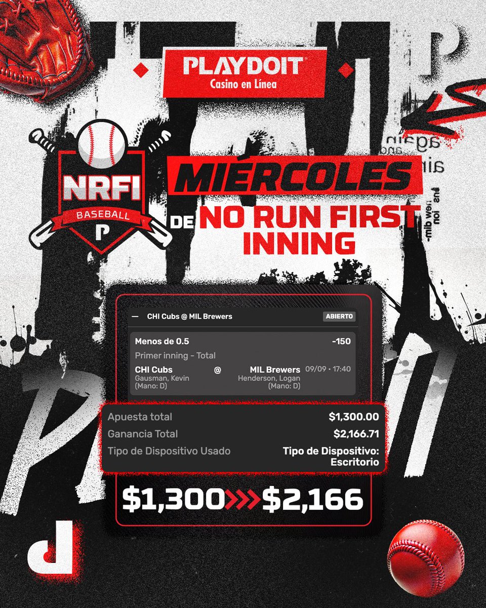 playdoitmexico's tweet photo. 🚨 NO RUN FIRST INNING 🚨

Denle ❤️, RT 🔁 y comenten en este tuit con #NRFIPlaydoit, y si no hay carreras en el 1er inning de este juego, regalaré 5 bonos en mi cuenta de X entre los que sigan las indicaciones. 🎟️

⚾️ ¿Quién se apunta? ⚾️️️ https://t.co/mBpOsERiad