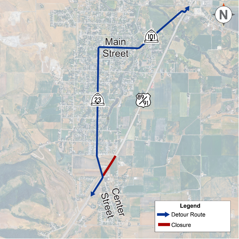 UDOTRegionOne's tweet photo. PLAN AHEAD: US-89/91 in Wellsville will close between SR-101 and SR-23 overnight on Thurs., 9/10, 10p-5a for relocation of an overhead VMS structure. Use posted detour routes and follow local speed limits. For more info visit https://t.co/Qa3pcW26a9. https://t.co/3nDIP01Yaj