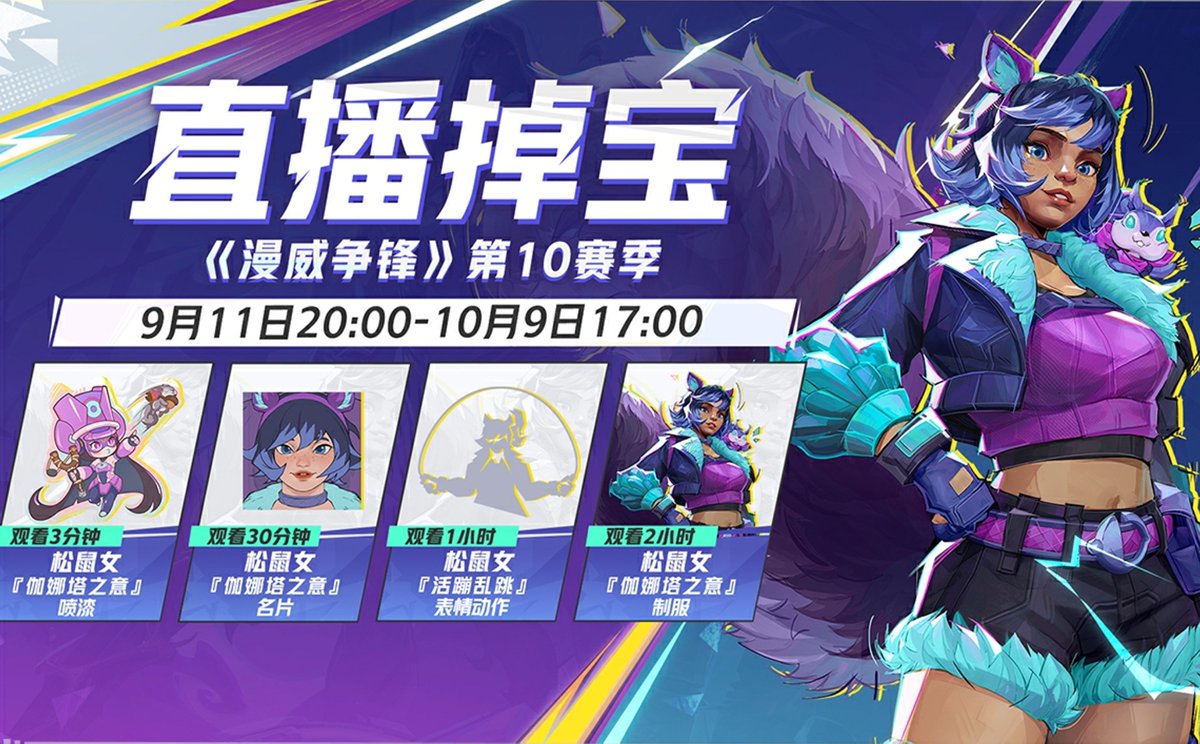 mmmmmmmmiller's tweet photo. ‼️ CONFIRMED: SEASON 10.0 TWITCH DROPS

Watch your favorite #MarvelRivals streamer between September 11th and October 9th to unlock free exclusive cosmetics for Squirrel Girl!

🕧 30 Minutes: Galacta Spray
🕐 1 Hour: Nameplate
🕑 2 Hours: Emote
🕓 4 Hours: Costume https://t.co/o60p9kHapP