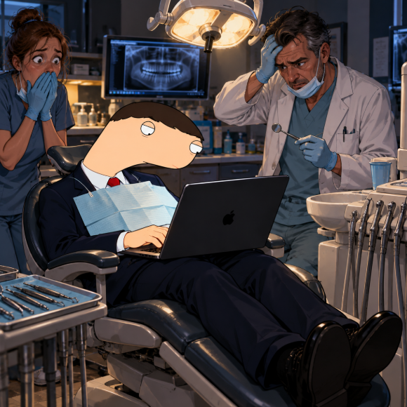 BodensLeptep's tweet photo. dentist say open mouth

cant bro

both hands on leptep

priorities https://t.co/0jGQ0jnVUQ