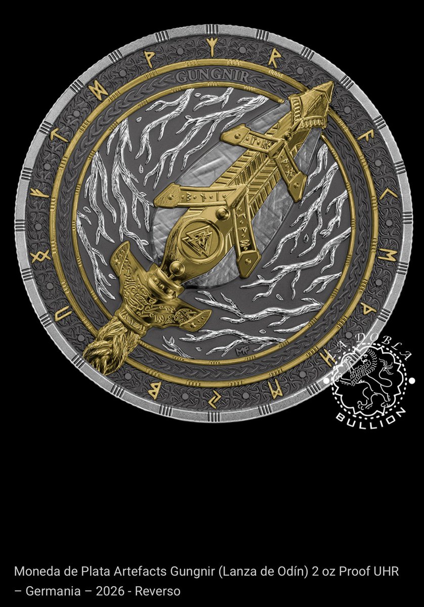 GoldLover530904's tweet photo. Lo que ha pasado esta tarde con las ventas de la Moneda De Plata #Artefacts: #Gungnir (Lanza De Odín) 2 Oz Proof UHR – #GermaniaMint – 2026, ha sido realmente alucinante. Va pequeño hilo 🧵 https://t.co/vfKyOsxTbW