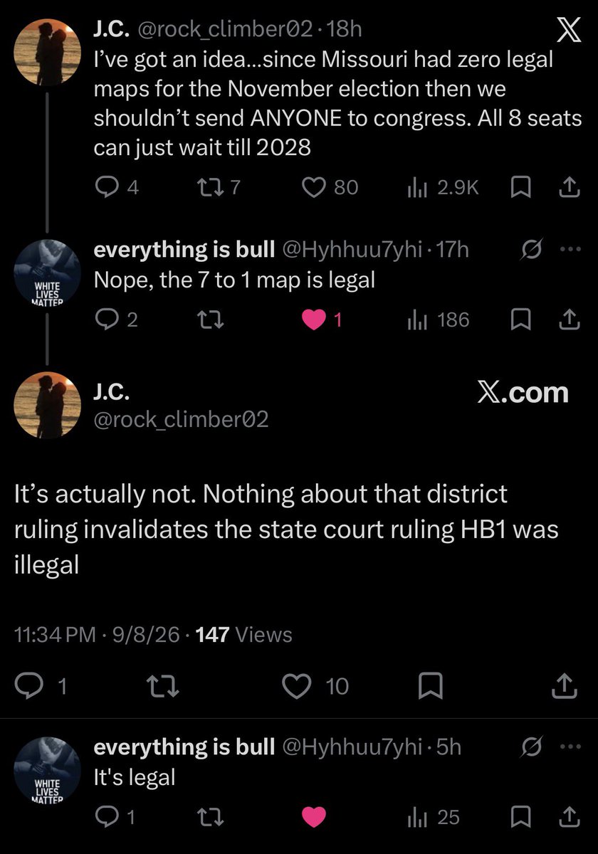 BadLibMaps's tweet photo. This is a HORRIBLE legal take. The last time a state wasn’t represented in Congress was RECONSTRUCTION and that’s because Radical Republicans were stalling for the 14th Amendment. A Federal Court (ABOVE SCOMO) also ruled “7-1” legal.

Of course Arrest Trump buys this slop lol https://t.co/LnI2dpJbh5