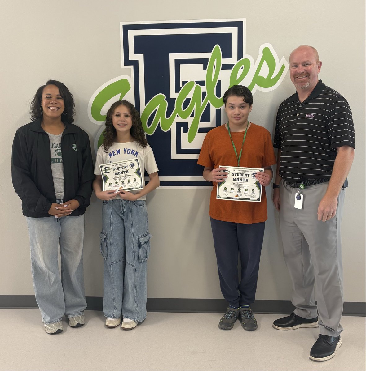 EatonHighSchool's tweet photo. For Social Media Post. 

Congratulations to our first Fresh Focus Students of the Month for August. Valentina Cuervo Jiminez and Dorin Gideon are off to a great start this school year. Thank you for exemplifying our 5 E’s. https://t.co/KywmQMexoT