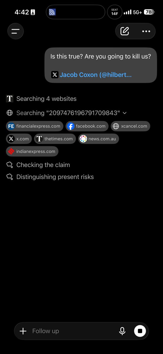 coltonconley's tweet photo. @motionbynick Chat thought it was appropriate to use Indian express and Facebook to evaluate the merits of this threat https://t.co/qPnnqUVOgp