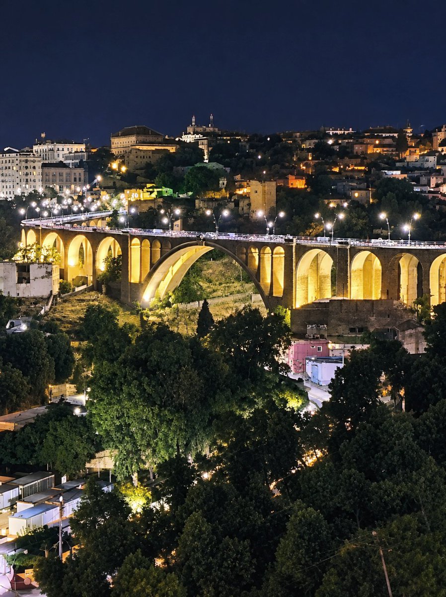 tourisme25's tweet photo. Sidi rached Bridge by night 🥰 🥰
 جسر سيدي راشد ليلا 😍😍 من اضخم الجسور الحجرية في العالم بطابع هندسي فريد و متميز ❤🇩🇿 
#constantine #algeria https://t.co/36mj4FS2iE