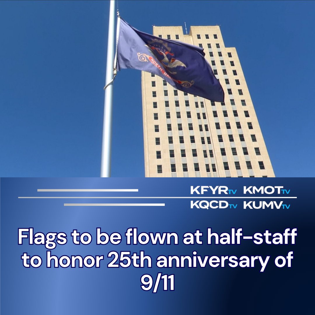 kumv_tv's tweet photo. Gov. Armstrong has directed flags to be flown at half-staff on Friday to remember those who died on 9/11. MORE: https://t.co/aNn1h0ZpVh https://t.co/liSDPflK0M