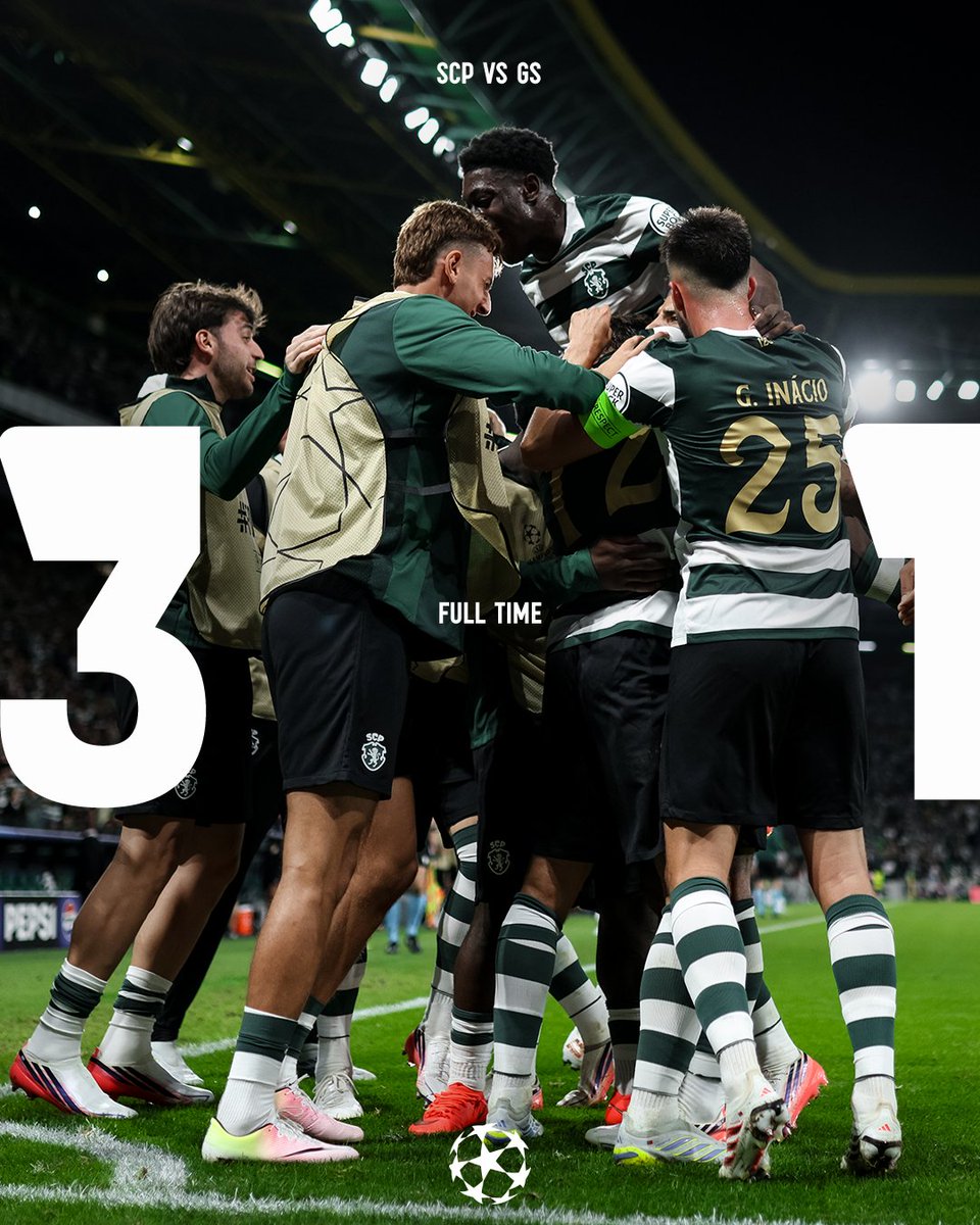 SportingCP_en's tweet photo. ⏹️ WHAT A NIGHT in Alvalade! 💫 We kicked off our @ChampionsLeague 26'27 with a win!
⚽️ Geny Catamo, Luis Suárez and Rodrigo Zalazar.
3-1 // #SCPGS #UCL https://t.co/orD9354uGb