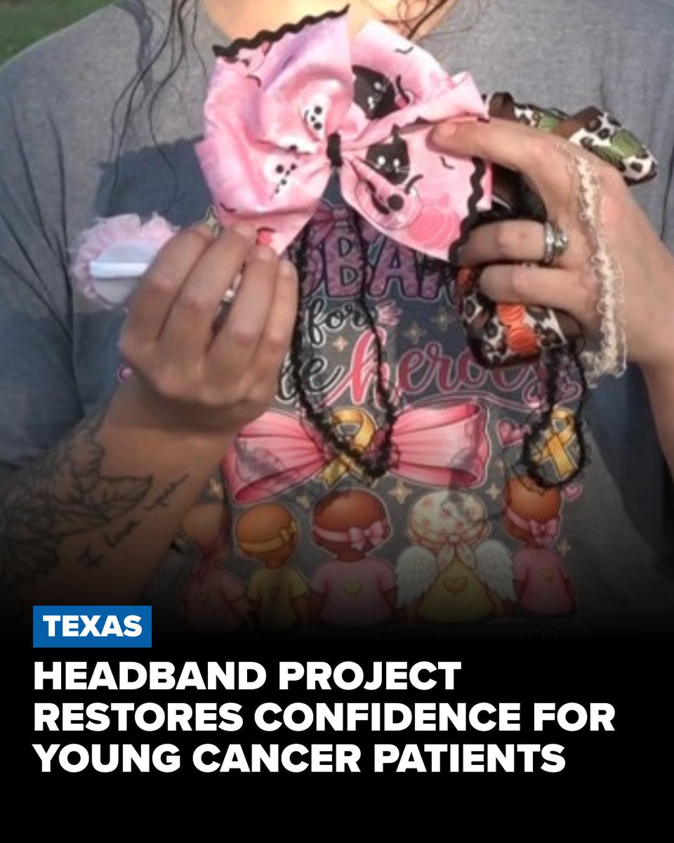 wfaa's tweet photo. For 4-year-old Evie Jordan, hair loss was one of the hardest parts of her cancer battle. One Texas woman is helping girls like her feel confident again, one custom headband at a time: https://t.co/DnpioTkpy5 https://t.co/aKpLrys0Wn
