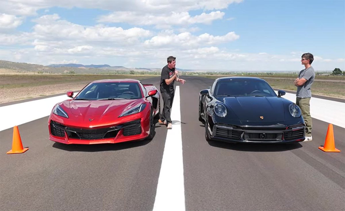 CorvetteBlogger's tweet photo. [VIDEO] The C8 Corvette Z06 Takes on a Porsche Turbo S in the Thin Air of Colorado https://t.co/J8EoUbzGsd #Corvette #Z06 https://t.co/AGZZMZpfdO