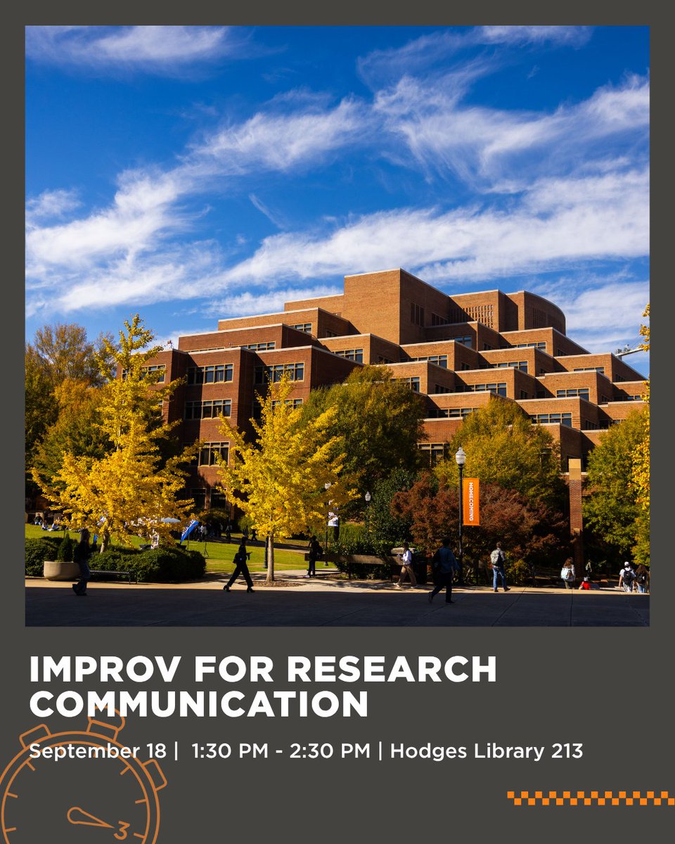 UTKGradSchool's tweet photo. Ready to take your presentation skills to the next level? Join Steve Sherman for a 3MT workshop to help you think on your feet and communicate with confidence and presence. Attend on September 18 from 1:30 PM - 2:30 PM in Hodges Library 213. Learn more at https://t.co/TlpkFwYydo https://t.co/2tgvzhg3z2