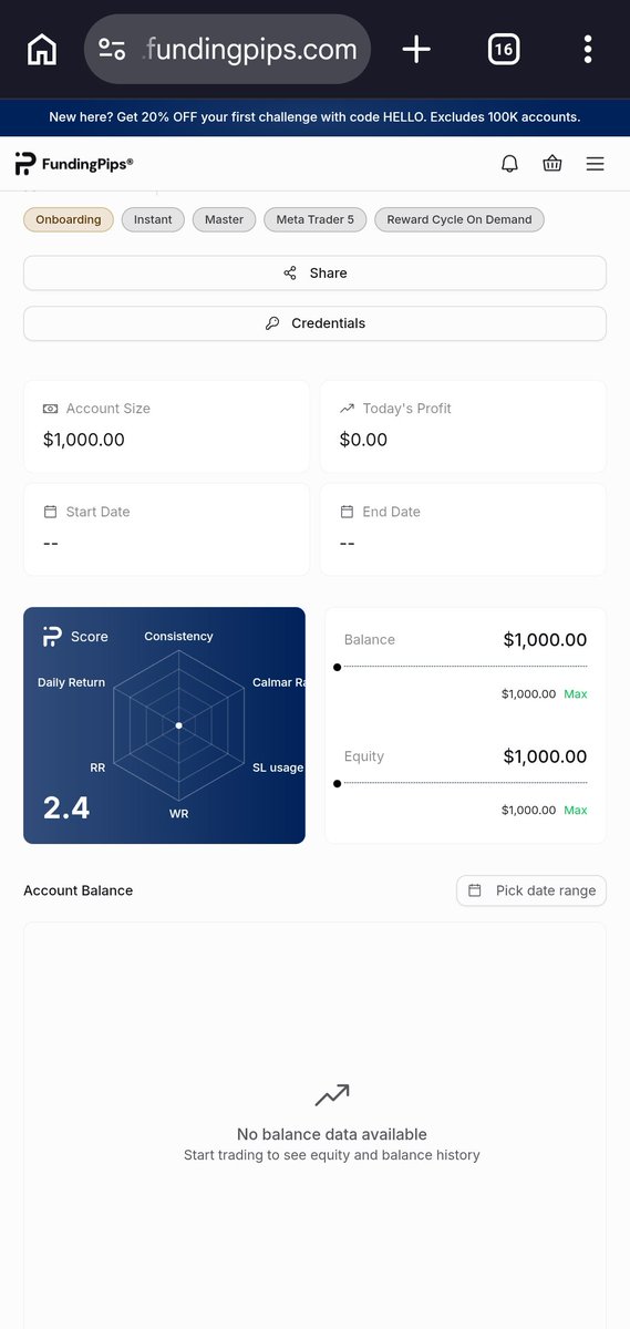Janatiok256's tweet photo. Yes I received a $1k instant @fundingPips account I pray for discipline to be on my side such that I raise capital to buy a 10k 2step flex account thanks @fundingPips and @Khldfx #FundingPips #FPpaysinseconds https://t.co/6dl9Qoql1M