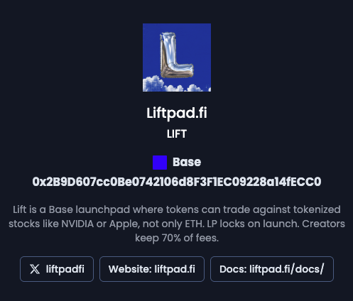 liftpadfi's tweet photo. Enhanced Token Info for https://t.co/hwsu7ntfCs Available on @dexscreener ! https://t.co/bRb76zKlNy