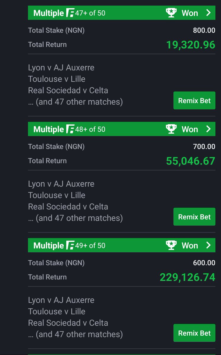 urus_plug's tweet photo. BOOOOOOOOOOOOOOOOOOOOOOOOOOOOOM JHORRRRRRRRRRRR!!! 🔥🔥🔥🔥🔥🔥🔥🔥🔥🔥🔥🔥🔥🔥🔥🔥🔥🔥🔥🔥🔥🔥🔥🔥

We did 49/50 on these AMAZING tickets! 🤑🤑🤑💥

FLEX 1: 49/50 BOOM 💥
Stake: ₦600 → Won: ₦229,126.74 💰🔥

FLEX 2: 48/50 BOOM 💥
Stake: ₦700 → Won: ₦55,046.67 💰🔥

FLEX 3: 47/50 BOOM 💥
Stake: ₦800 → Won: ₦19,320.96 💰🔥

381 ODDS — BOOOOOOMMMMM!!! 🤯🔥
78 ODDS — BOOOOOOMMMMM!!! 🤯🔥
24 ODDS — BOOOOOOMMMMM!!! 🤯🔥

CONGRATULATIONS, GUYS!!! 🎉🎉🎉🤗🤗🤗

If you won from this beauty 😍🔥, kindly drop your winning tickets below! 👇🏾👇🏾👇🏾

Let’s keep making the bookies uncomfortable! 😂🔥👽
#LKMBU

👽👽👽
