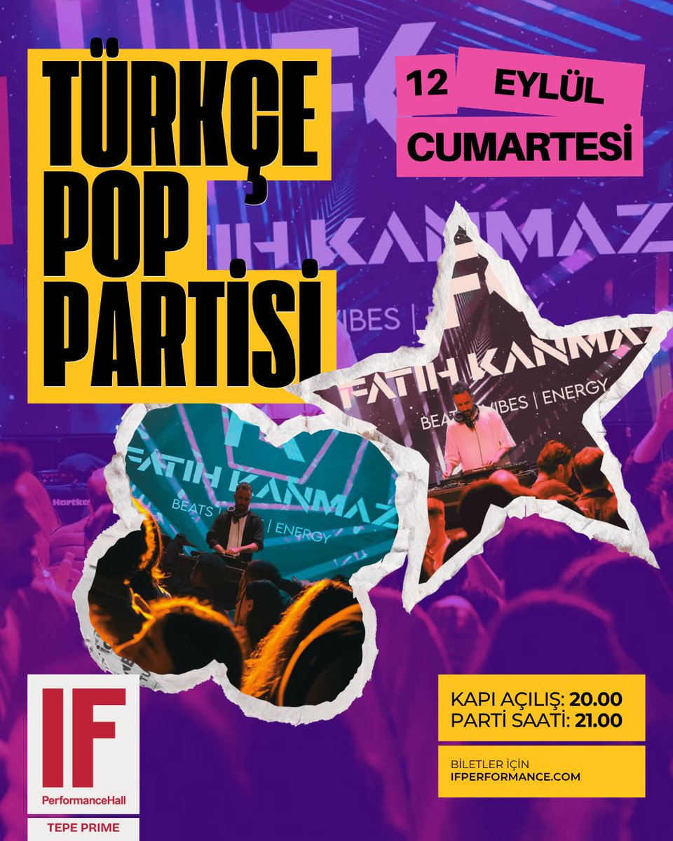 IFPerformance's tweet photo. “TÜRKÇE POP PARTİSİ” 12 Eylül Cumartesi akşamı saat 21’de IF Tepe Sahnesinde!
Biletler https://t.co/bMGyTY3lGU
Bistro rezervasyonlarınız için 05356552122 no’lu tlf’dan detaylı bilgi alabilirsiniz...
TÜRKÇE POP PARTİSİ 21.00

#IFPerformance #IFTepe #Ankara #GeceIFteBiter https://t.co/liHVQl28SA
