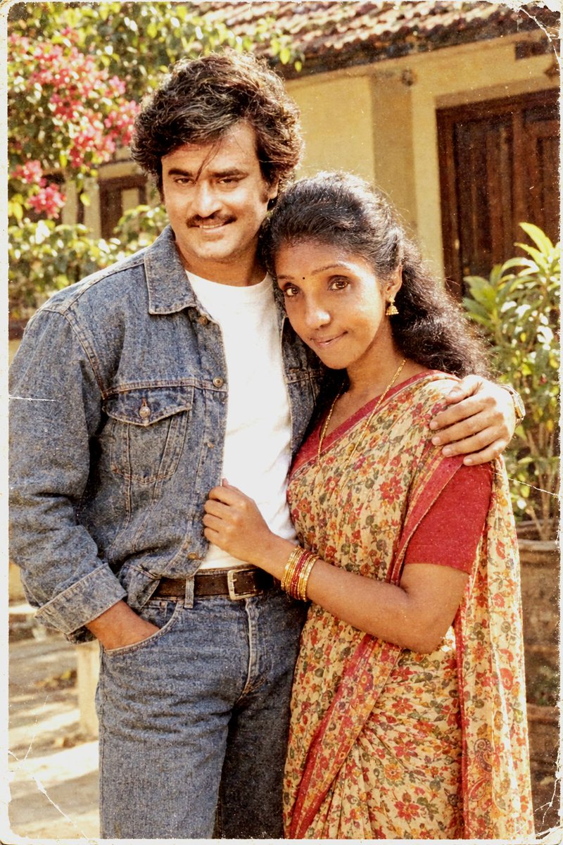 peace_luvin's tweet photo. If I was in my 20s during the 80s era, this is how it would been taking a pic with my all time fav Rajini ❤️ my chinna chinna aasai 😜 #80strend https://t.co/RvyrVhhjAq