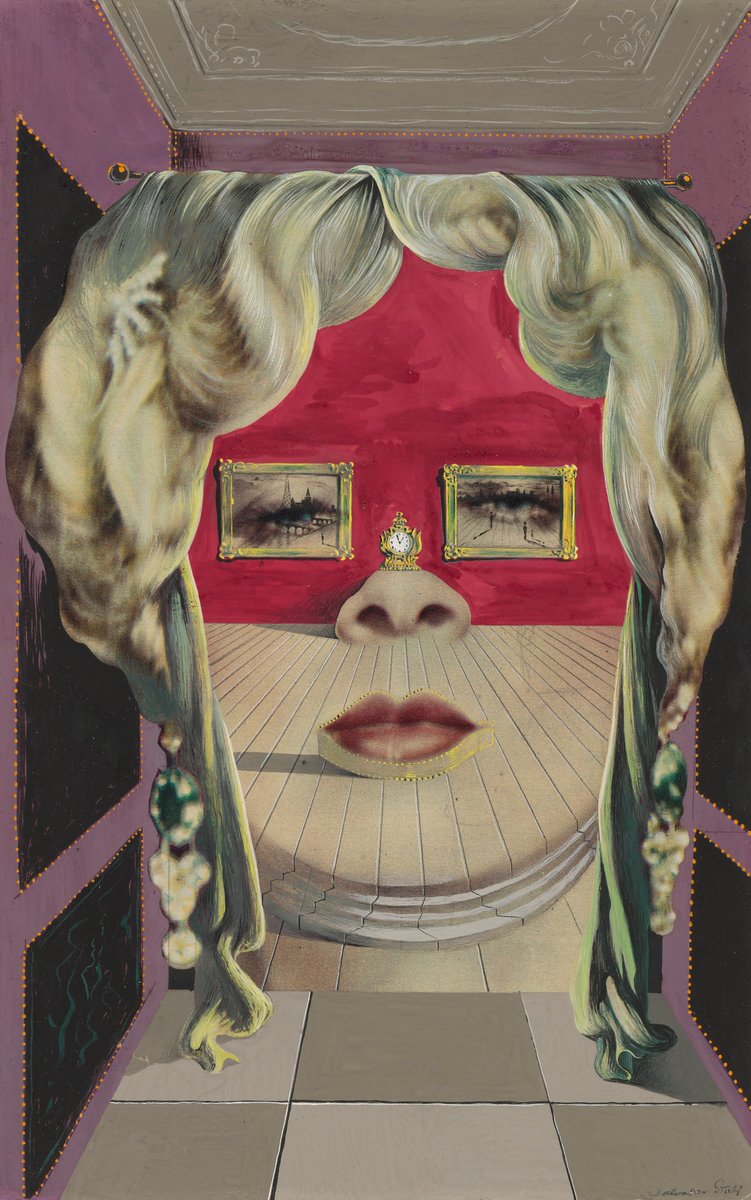 Noahbolanowski's tweet photo. Clip from Impressions de la haute Mongolie (Hommage à Raymond Roussel) by Salvador Dali, 1975.

Quote from Declaration of the Independence of the Imagination and the Rights of Man to His Own Madness by Dalí, 1939.

Below is Mae West’s Face which May be Used as a Surrealist Apartment, 1934-35.