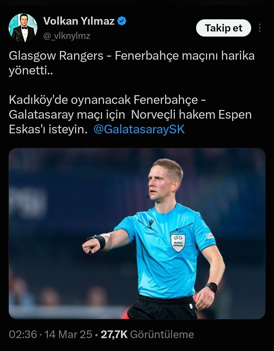 TekYolFener's tweet photo. Sporting - Galatasaray maçını yöneten hakem Espen Eskas, 2 sezon önce Rangers - Fenerbahçe maçını yönetmiş ve penaltılarımızı vermemişti.

O gün bazı Galatasaraylılar hakemi övüyordu. https://t.co/XyQGI7vHTX