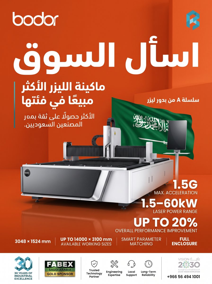 Betaindsol's tweet photo. ماكينة ليزر  استحقت ثقة المصنعين السعوديين
مع سلسلة A من بدور ليزر، تحصل على أداء مصمم للإنتاج الصناعي:
⚡ تسارع يصل إلى 1.5G
🔥 خيارات قدرة ليزر من 1.5 إلى 60kW
📐 مجموعة واسعة من مقاسات التشغيل
⚙️ أداء عالي مصمم لرفع الإنتاجية
تقنية متقدمة. خبرة محلية. دعم تثق فيه. https://t.co/8KlQmBbjuU