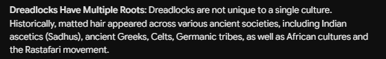 DeadEnd0s's tweet photo. @BrooklynneXD06 Ok so first of all: dreads are common thing on entire globe
And I hope you black people stop speaking English, French and other European languages, as well as stop wearing Western attire (suits, jeans, formalwear) as global standard dress, not even mentioning education and tech. https://t.co/IzFAdJiXR6
